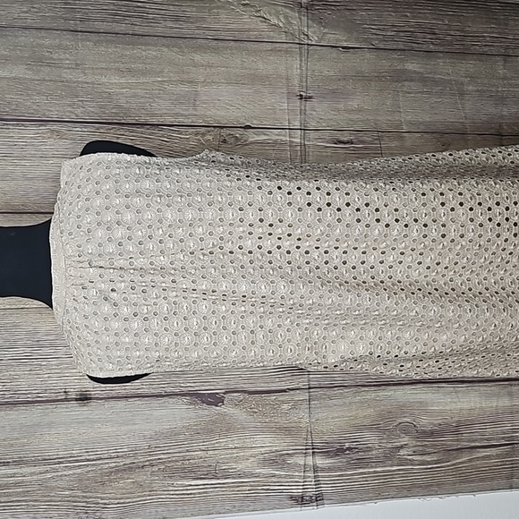 Michael Kors Neutral Shimmer Gold Eyelet Dress Sz 10 - Picture 8 of 11